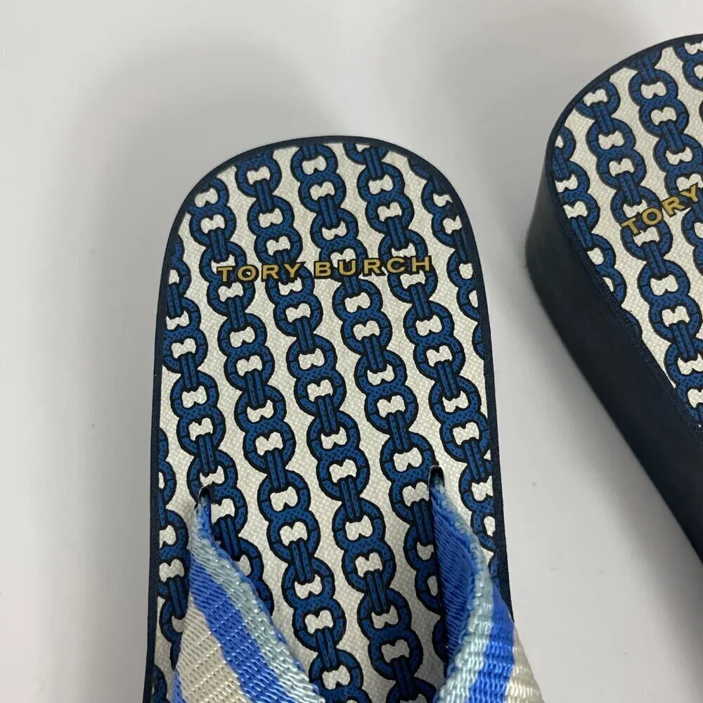 Tory Burch Gemini Link Thong Sandals | Women’s Size 7–7.5 | Blue & White